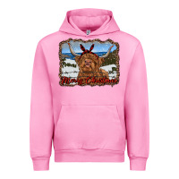 Fuchsia Pink merry christmas highland cow with farm Urban Hoodie - RanaPortraitStore