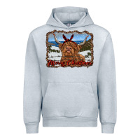 Heather Grey merry christmas highland cow with farm Urban Hoodie - RanaPortraitStore