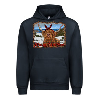 Navy merry christmas highland cow with farm Urban Hoodie - RanaPortraitStore