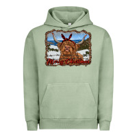 Pigment Oil Green merry christmas highland cow with farm Urban Hoodie - RanaPortraitStore