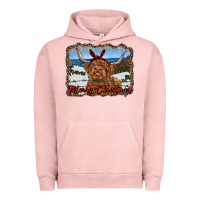 Pigment Salmon merry christmas highland cow with farm Urban Hoodie - RanaPortraitStore