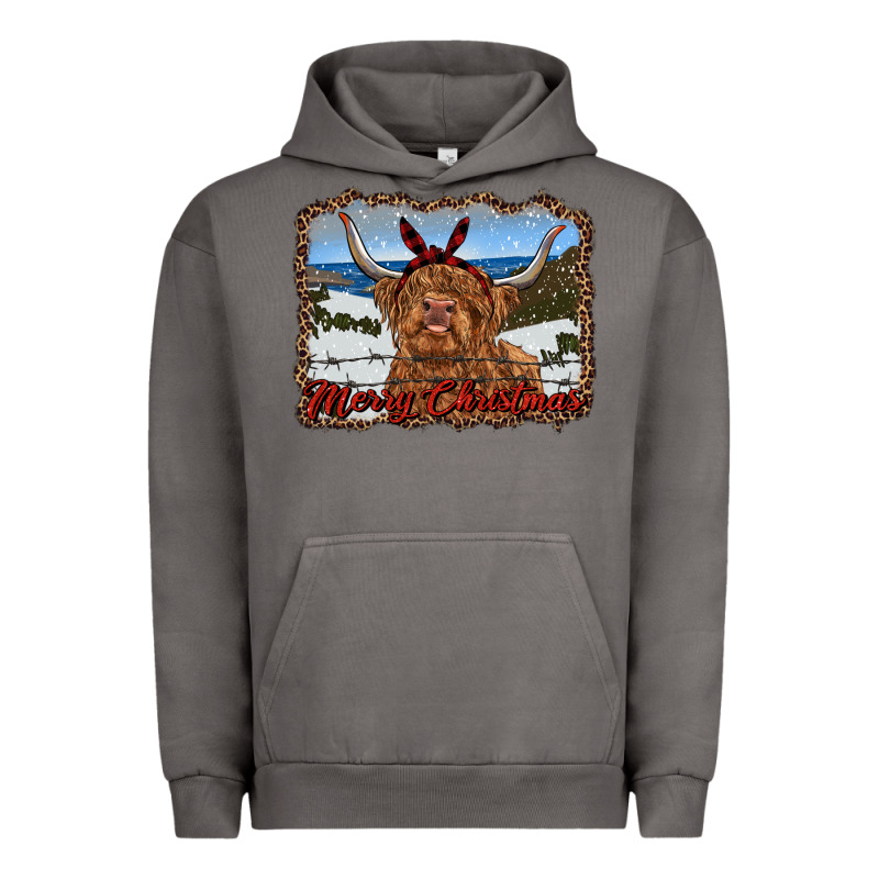 Merry Christmas Highland Cow With Farm Urban Hoodie by RanaPortraitStore | Teevron