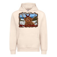 Sandshell merry christmas highland cow with farm Urban Hoodie - RanaPortraitStore