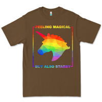 Cacao feeling magical but also stabby unicorn rainbow t shirt Premium Tee - linhVisuals