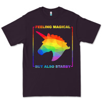 Plum feeling magical but also stabby unicorn rainbow t shirt Premium Tee - linhVisuals