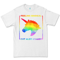 White feeling magical but also stabby unicorn rainbow t shirt Premium Tee - linhVisuals