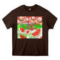 Chocolate Brown Watermelon and coconut summer 20oz skinny tumbler Heavy Core Tee - FaDigitalArtStudio