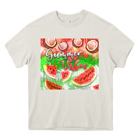 Cream Watermelon and coconut summer 20oz skinny tumbler Heavy Core Tee - FaDigitalArtStudio