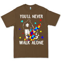 Cacao autism dad you will never walk alone support autism son t shirt Premium Tee - linhVisuals