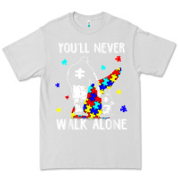 Dove Grey autism dad you will never walk alone support autism son t shirt Premium Tee - linhVisuals