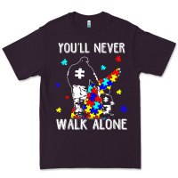 Plum autism dad you will never walk alone support autism son t shirt Premium Tee - linhVisuals