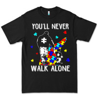 Black autism dad you will never walk alone support autism son t shirt Premium Tee - linhVisuals