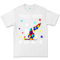 White autism dad you will never walk alone support autism son t shirt Premium Tee - linhVisuals