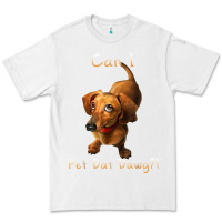 White can i pet dat dawg funny dog dachshund lover doxie gift t shirt Premium Tee - linhVisuals