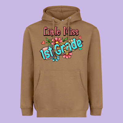 Little Miss First Grade Heavyweight Hoodie Designed By Jasminsmagicworld
