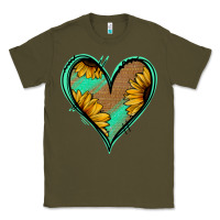 Army Green Sunflower Heart Classic Tee - Jasminsmagicworld