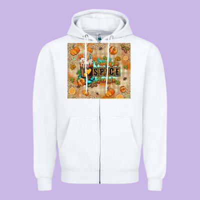 Pumpkin Spice Junkie Zipper Hoodie Designed By Ranaportraitstore