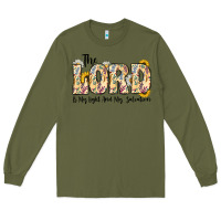 Army Green the lord is my light and my salvation Long Sleeve Tee - CowhideDigitalArt