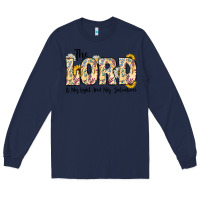 Navy the lord is my light and my salvation Long Sleeve Tee - CowhideDigitalArt