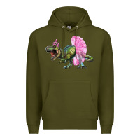 Army Green balerina t rex dinosaur with tutu Premium Hoodie - Artiststas