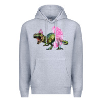 Heather Grey balerina t rex dinosaur with tutu Premium Hoodie - Artiststas