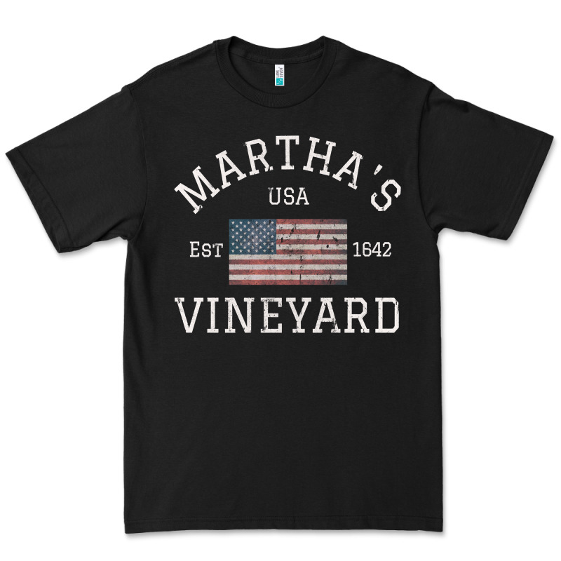 Martha's Vineyard Massachusetts American Flag Usa Vintage Pullover Hoo Premium Tee by linhVisuals | Teevron