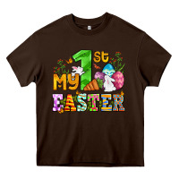 Chocolate Brown Easter Day My first Easter with eggs and rabbits Heavy Core Tee - OliviaCreatesArt