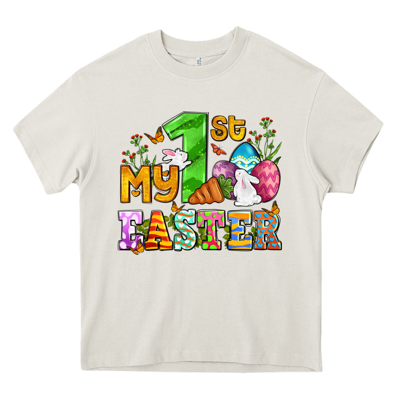 Easter Day My First Easter With Eggs And Rabbits Heavy Core Tee by OliviaCreatesArt | Teevron