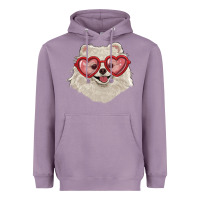 Lavender white pomeranian with love glasses Heavyweight Hoodie - RanaPortraitStore
