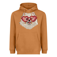 Meerkat white pomeranian with love glasses Heavyweight Hoodie - RanaPortraitStore