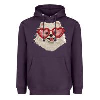 Plum white pomeranian with love glasses Heavyweight Hoodie - RanaPortraitStore