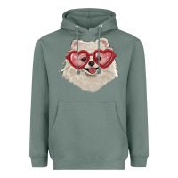 Sage white pomeranian with love glasses Heavyweight Hoodie - RanaPortraitStore