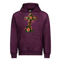 Mauve Wine Flower Cross Urban Hoodie - Jasminsmagicworld