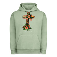 Pigment Oil Green Flower Cross Urban Hoodie - Jasminsmagicworld