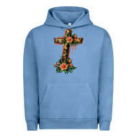 Pigment Pebble Blue Flower Cross Urban Hoodie - Jasminsmagicworld