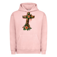 Pigment Salmon Flower Cross Urban Hoodie - Jasminsmagicworld