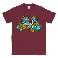 Burgundy western leopard turquoise cowhide hearts olivia Classic Tee - OliviaCreatesArt