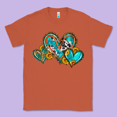 Western Leopard Turquoise Cowhide Hearts Olivia Classic Tee Designed By Oliviacreatesart