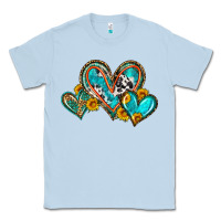 Dusty Blue western leopard turquoise cowhide hearts olivia Classic Tee - OliviaCreatesArt