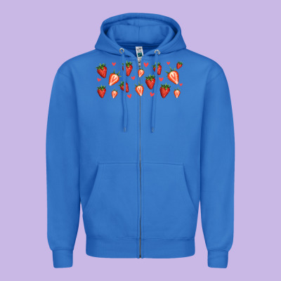 Strawberry Zipper Hoodie Designed By Jasminsmagicworld