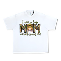White Iam Boy Mom Nothing Scares Me Urban Heavy Tee - CowhideDigitalArt