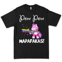 Black womens pew madafakas funny fantasy unicorn with rainbow gun   white v Premium Tee - linhVisuals