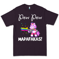 Womens Pew Madafakas Funny Fantasy Unicorn With Rainbow Gun   White V Premium Tee | Teevron