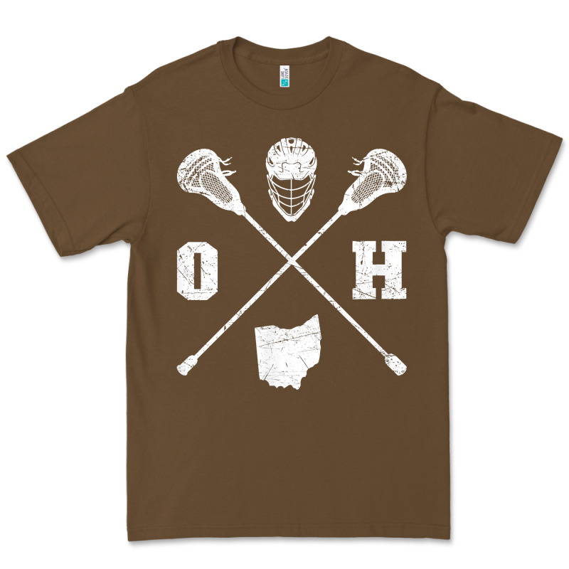 Ohio Lacrosse Sticks & Helmet State Outline Lax Player T Shirt Premium Tee by linhVisuals | Teevron