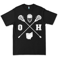Black ohio lacrosse sticks & helmet state outline lax player t shirt Premium Tee - linhVisuals