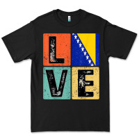 Black vintage retro i love bosnia flag for bosnian pride gift t shirt Premium Tee - linhVisuals