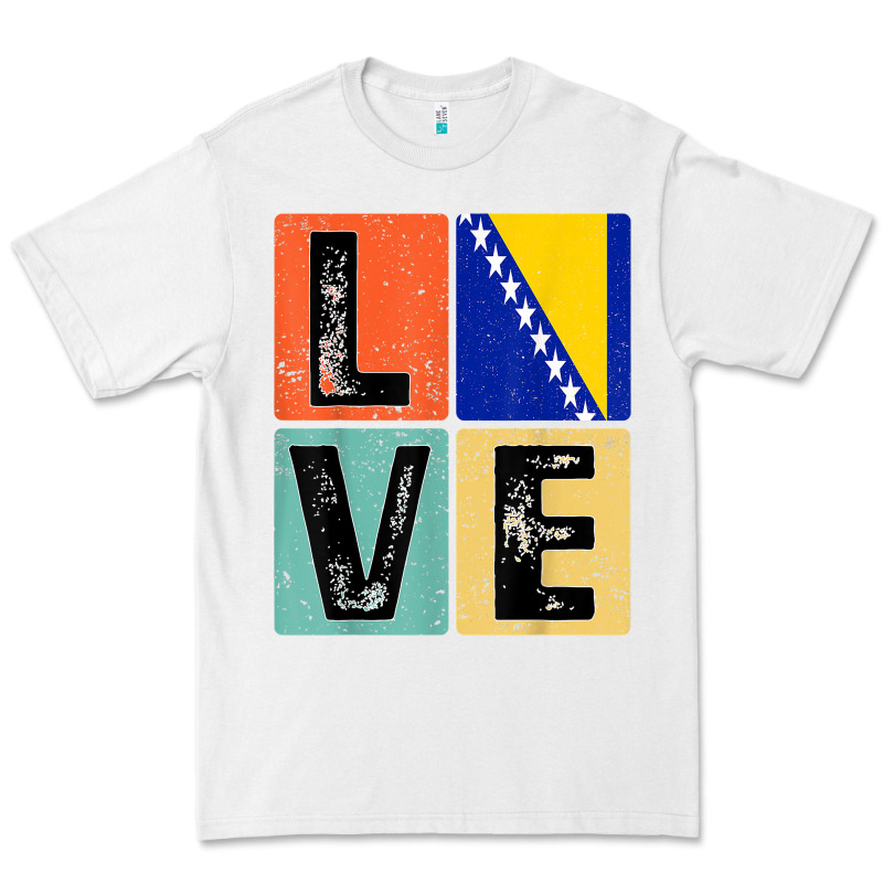 Vintage Retro I Love Bosnia Flag For Bosnian Pride Gift T Shirt Premium Tee by linhVisuals | Teevron