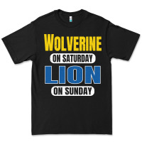 Black wolverine on saturday lion on sunday fans detroit vintage pullover hoo Premium Tee - linhVisuals