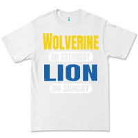 White wolverine on saturday lion on sunday fans detroit vintage pullover hoo Premium Tee - linhVisuals