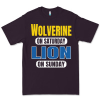 Plum wolverine on saturday lion on sunday fans detroit vintage pullover hoo Premium Tee - linhVisuals